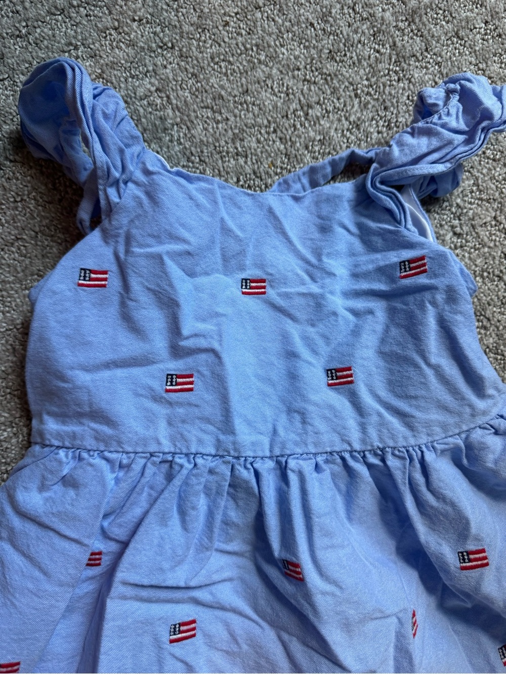 Janie & Jack Girls' Light Blue Flag Embroidered Sundress